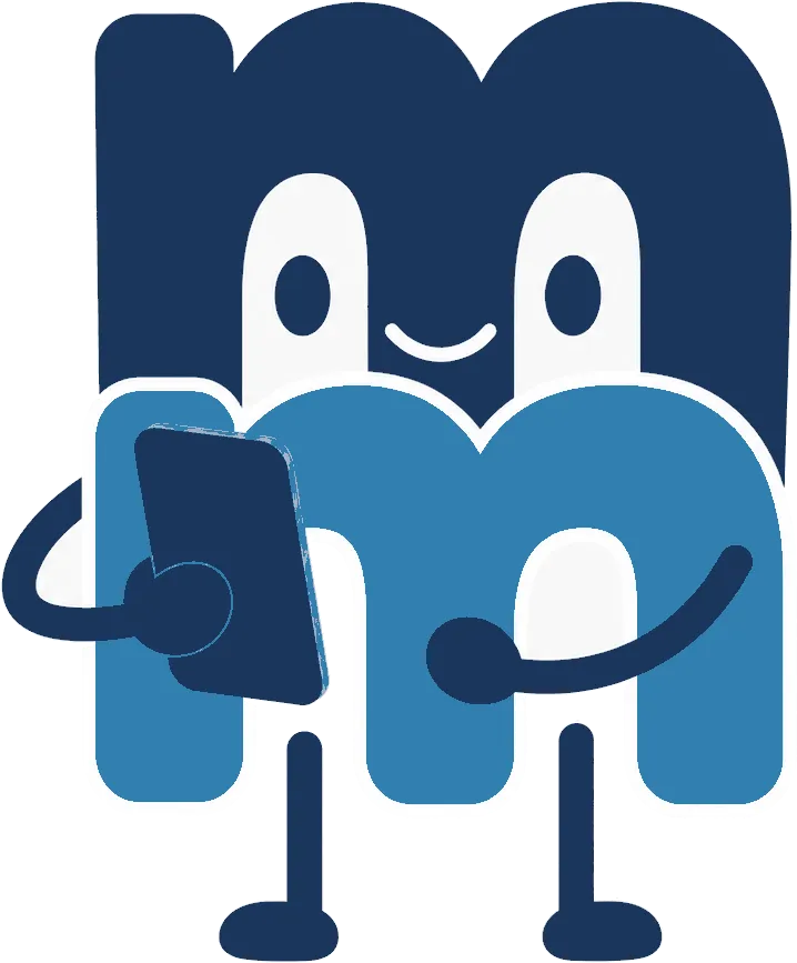MuddleMend mascot reading a phone