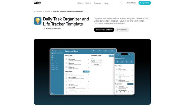 How to Set Up an Account on Glide and Access the Daily Task Organizer & Life Tracker Template